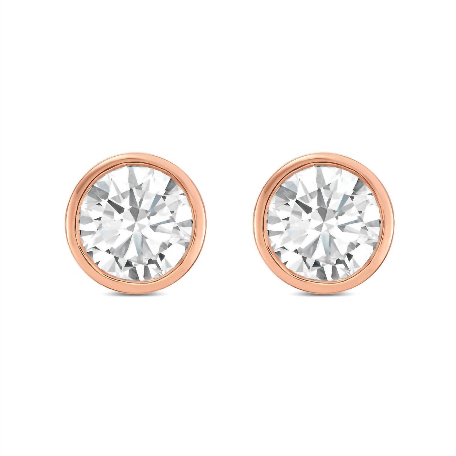 Diana M Jewels - Women's Lab Grown Round Stud In A Bezel Setting Earrings (6.00 Ct)