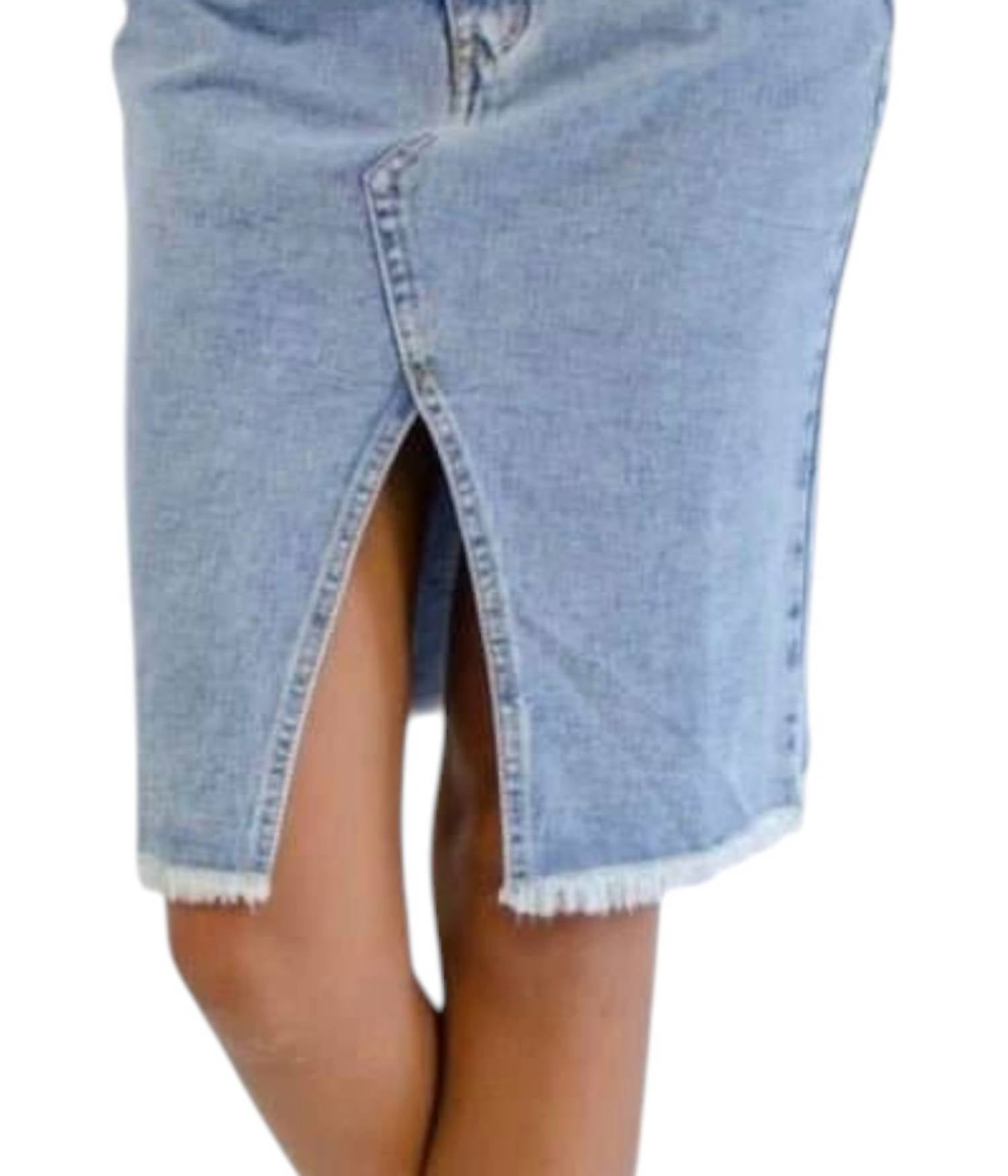 C+D+M - Demi Asymmetrical Denim Midi Skirt - blue - clothing - cotton - blend