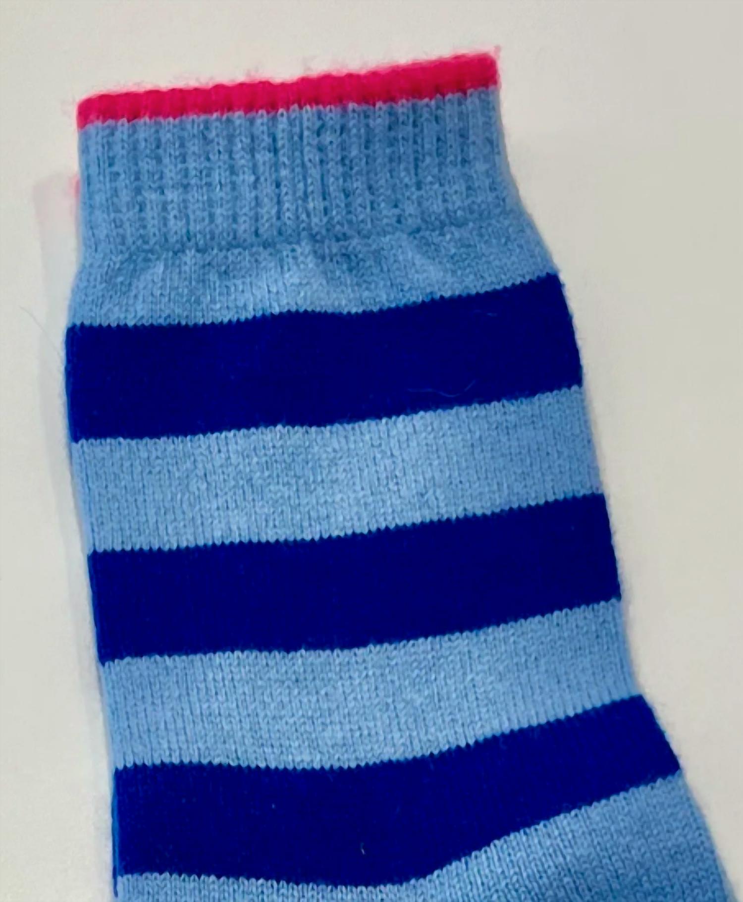 Jumper1234 Women's Tipped Stripe Socks in blue - women's accessory - detail view