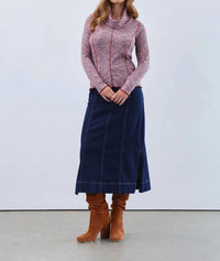 FDJ Liana Long Sleeve Cowl-Neck Top in multi spacedye in multi spacedye - women's long sleeve top - detail view