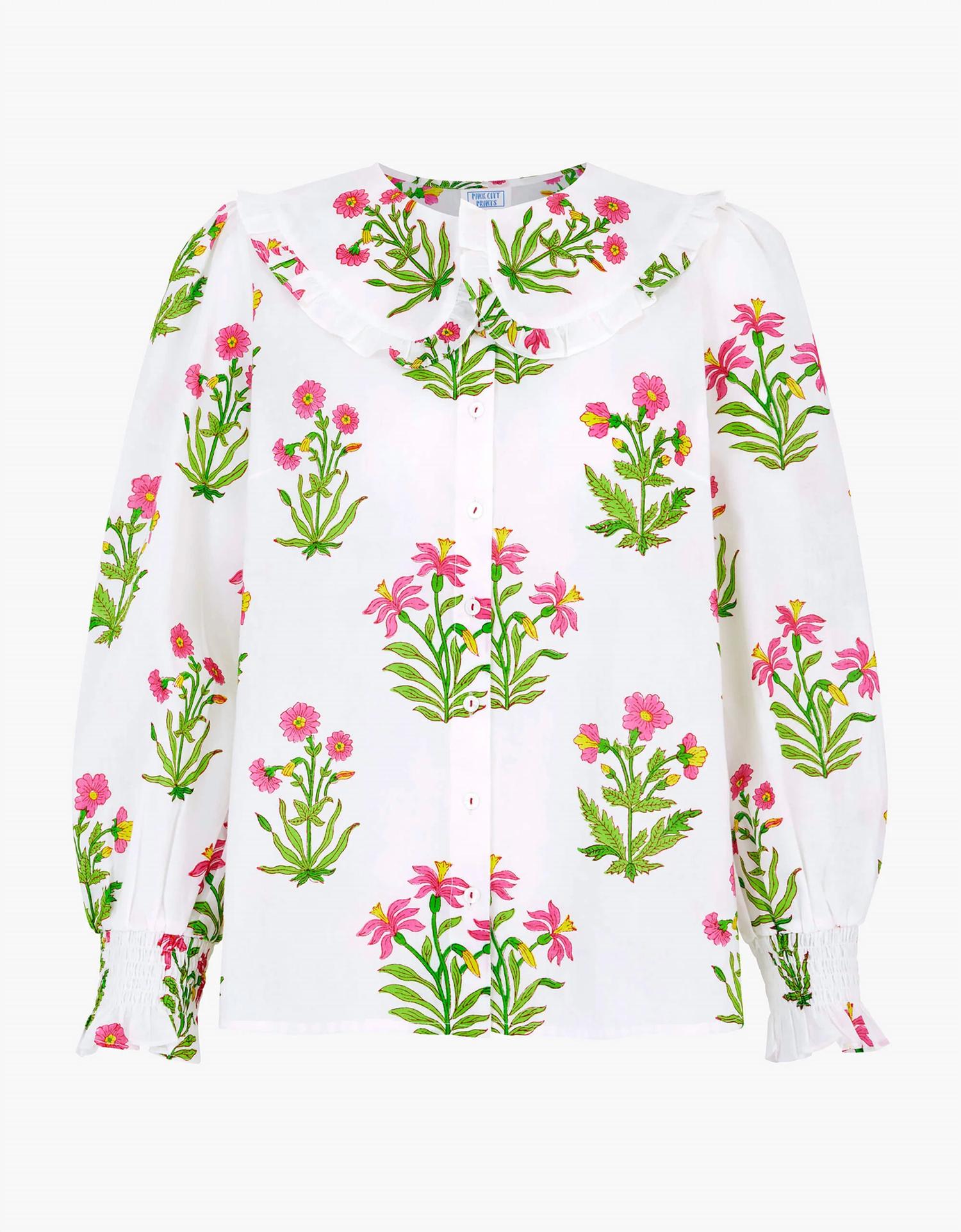 Pink City Prints - Women's Apple Electric Meadow Blouse