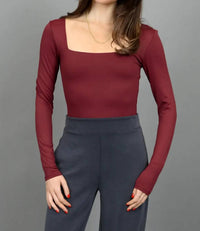 Rd International - Stacy Front And Back Square Neck Bodysuit