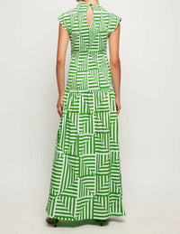 SWF High Neck Cap Sleeve Maxi Dress in green - women's dress - detail view