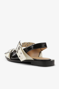 Ganni - Black and Ivory Feminine Buckle Ballerinas