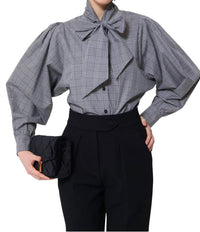 Tara Jarmon - Candya Check Shirt With Pussy Bow Collar