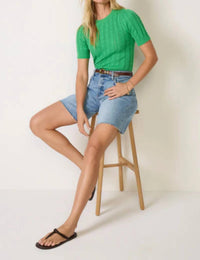 525 America - Arden Pointelle Puff Sleeve Pullover