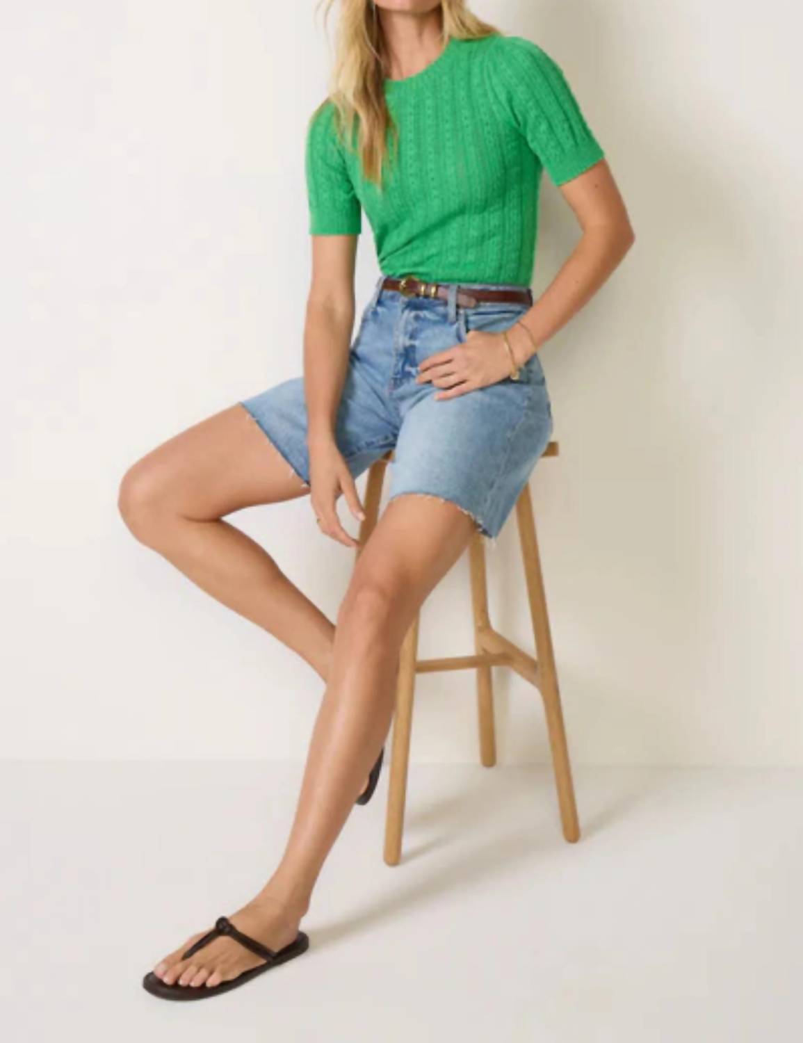 525 America - Arden Pointelle Puff Sleeve Pullover