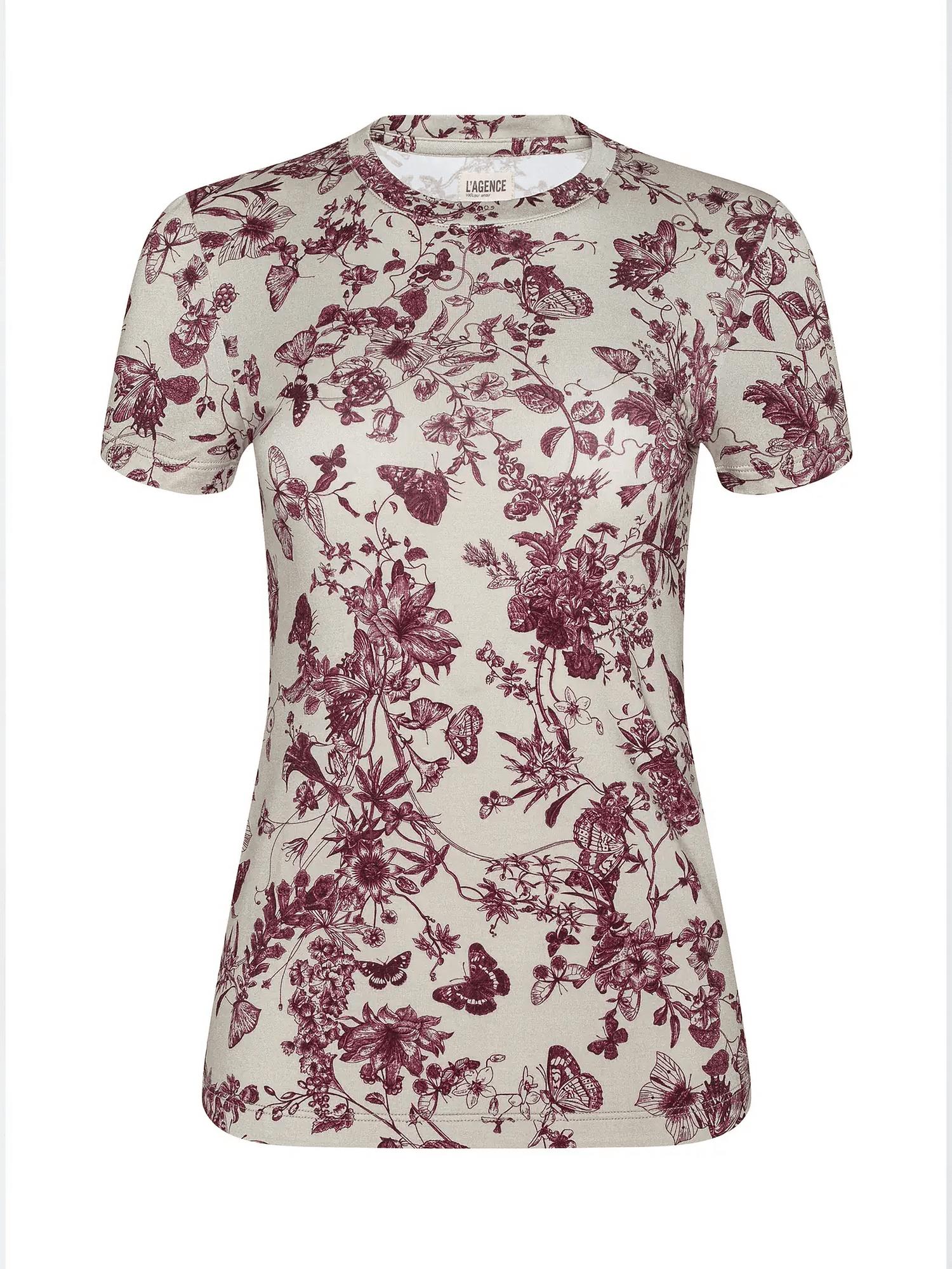 L'Agence Ressi Fitted Tee in truffle butterfly toile - women's t-shirt - view 6