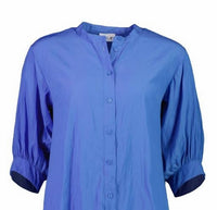 FOIL Women's Don't Make A Fuss Blouse in laguna blue - women's blouse - detail view