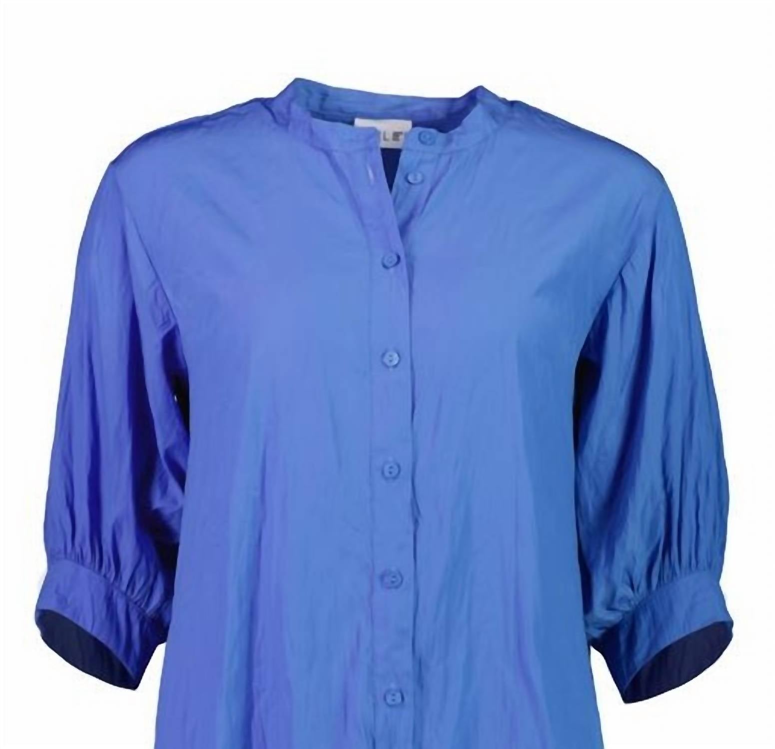 FOIL Women's Don't Make A Fuss Blouse in laguna blue - women's blouse - detail view