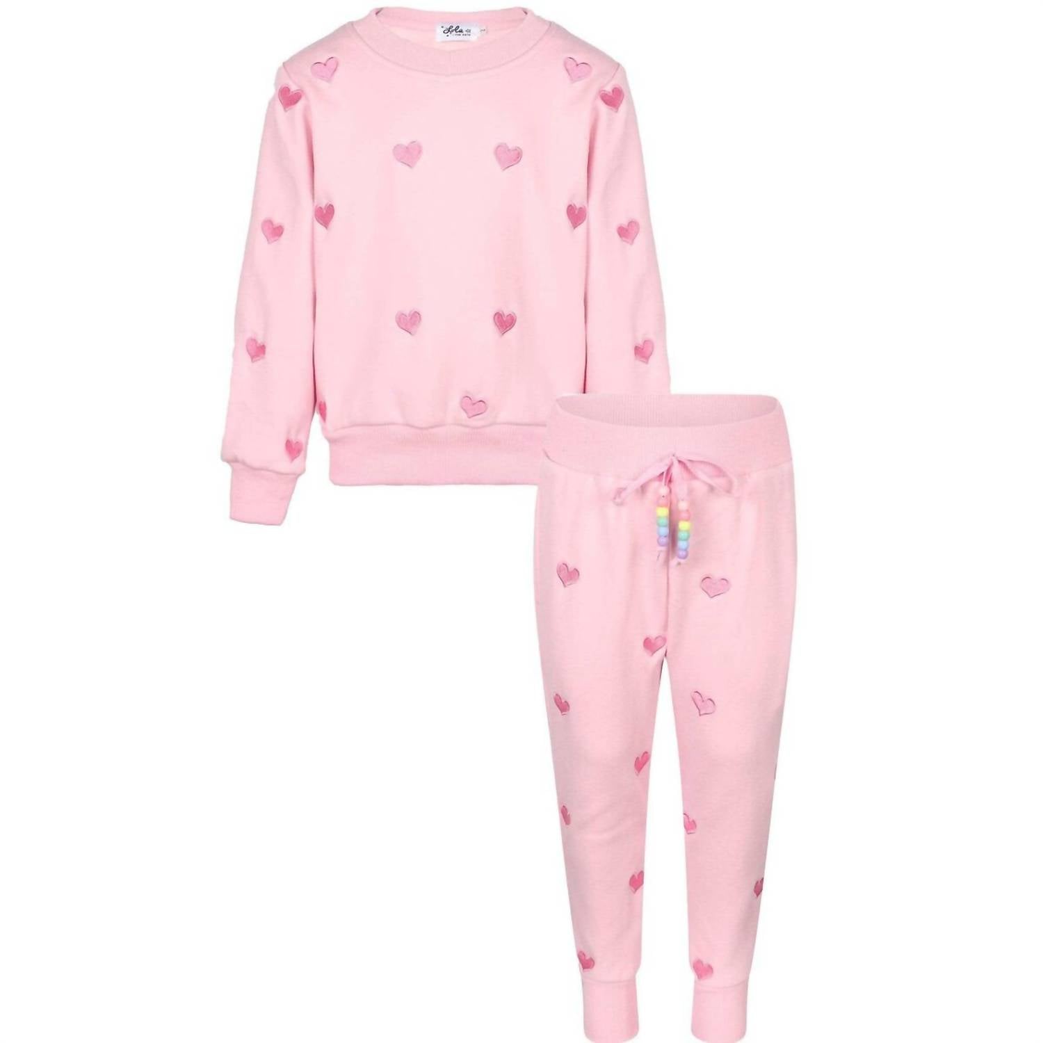 Lola + The Boys - Girls Full Hearts Jogger Set