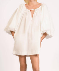Adriana Degreas - Solid Puff Sleeve Mini Dress