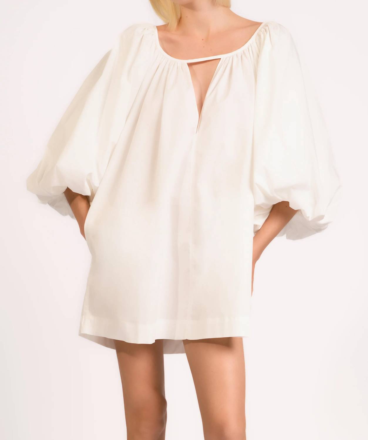 Adriana Degreas - Solid Puff Sleeve Mini Dress