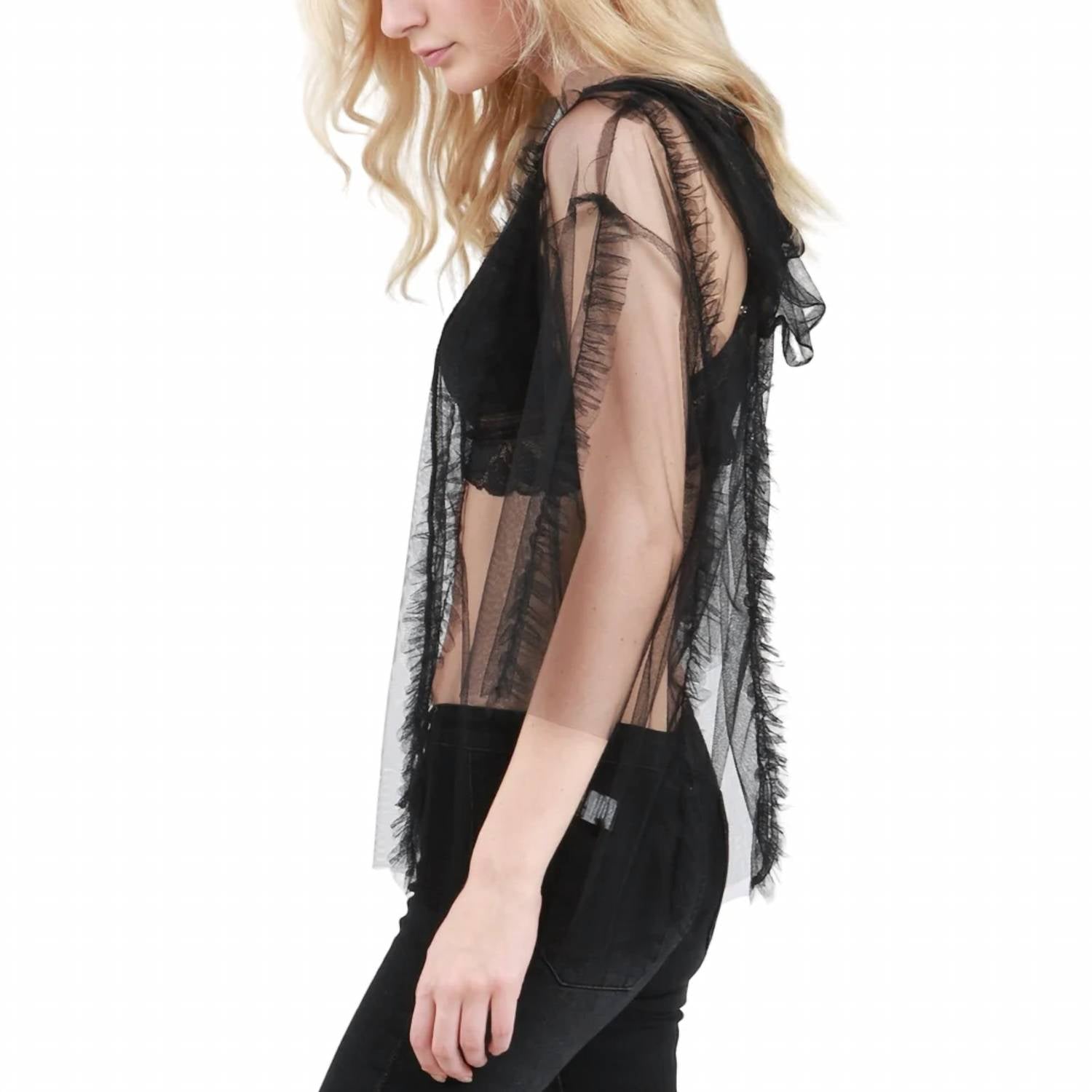 Pol - Sheer Hooded Blouse
