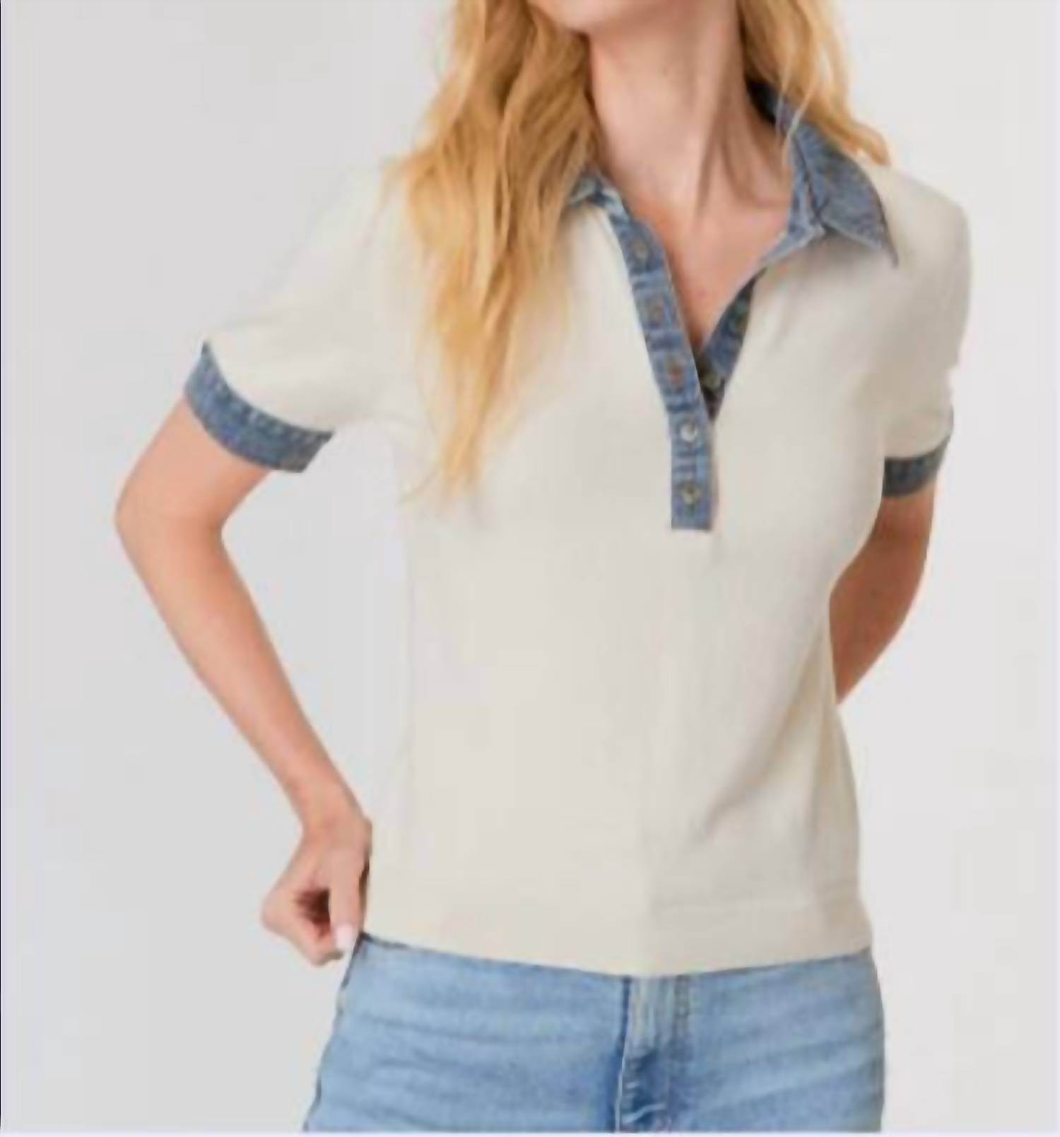 J. Society - Denim Trim Short Sleeve Polo