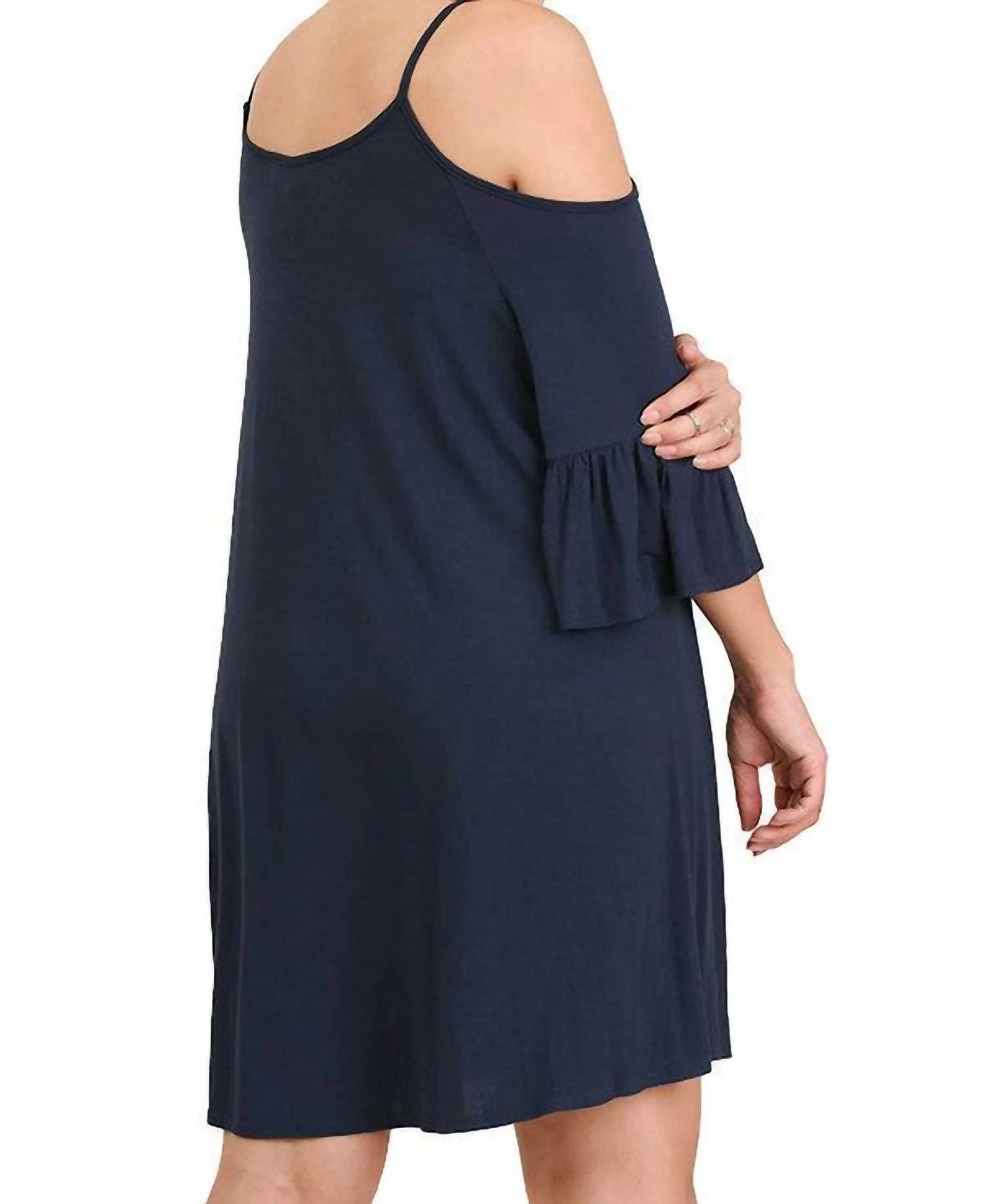 Umgee - Open Shoulder Ruffle Sleeve Dress