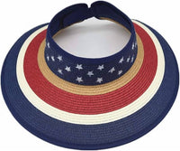 Sophia Collection - Women's Straw American Flag Sun Visor