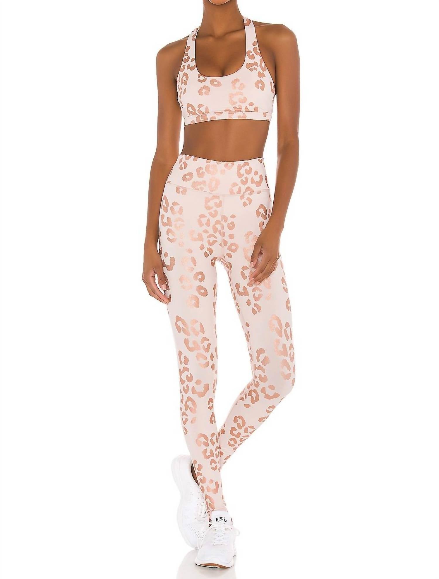 SPIRITUAL GANGSTER Essential High Waist Legging in rose gold lux cheetah print - women's pants - view 4