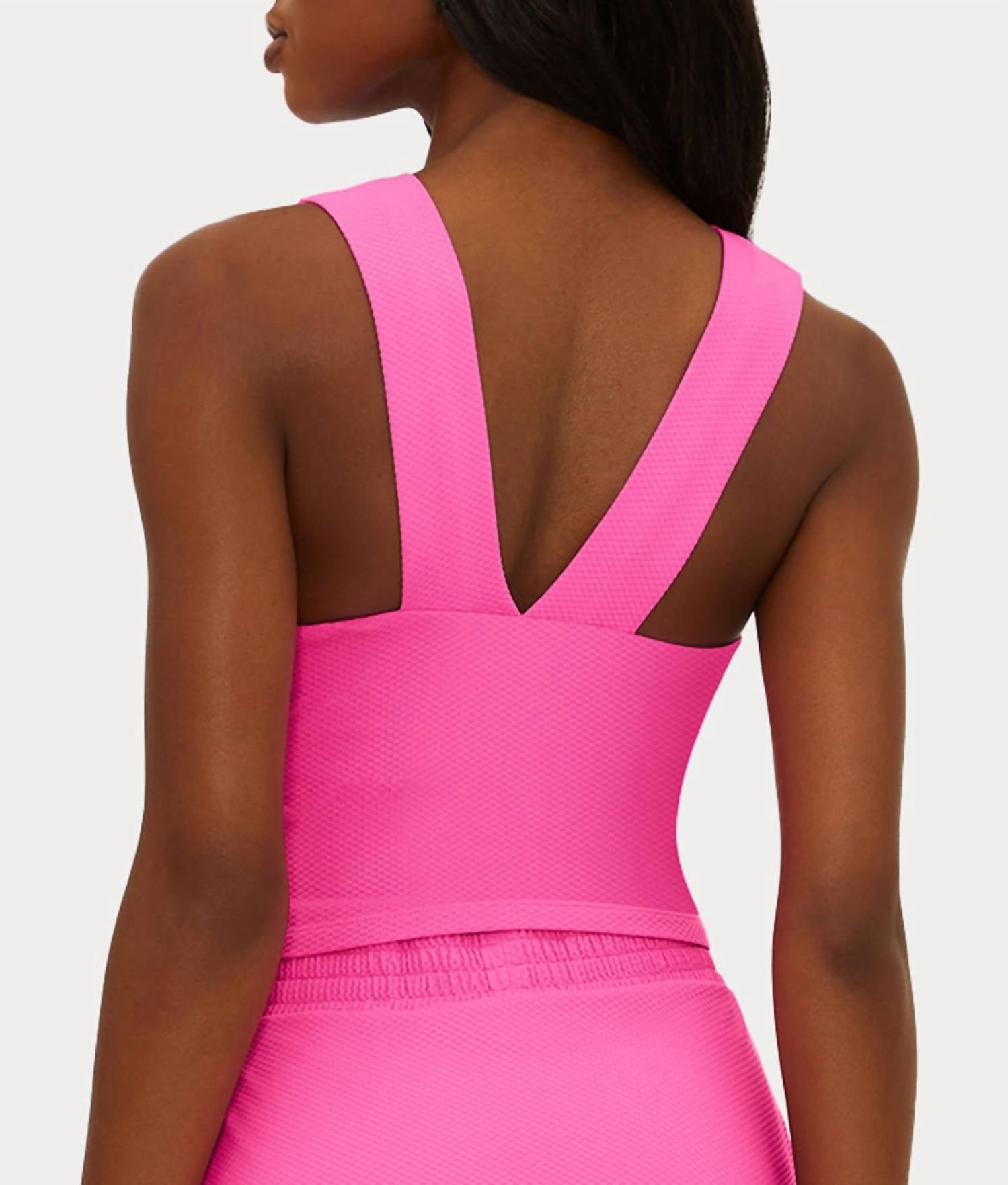 Beach Riot Evelina Active Tank in strawberry - women's tank top - detail view