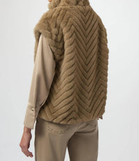 Joseph Ribkoff - Chevron Zip Up Faux Fur Vest