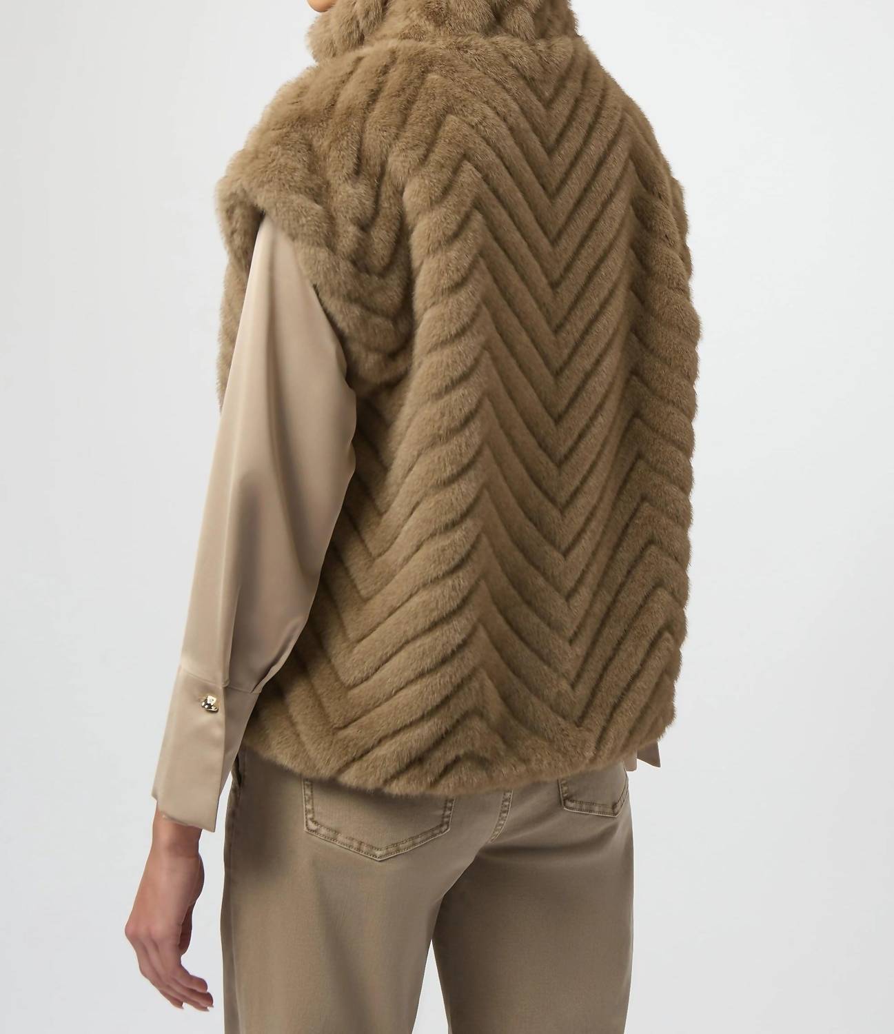 Joseph Ribkoff - Chevron Zip Up Faux Fur Vest