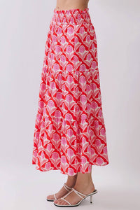 Tcec - Penelope Floral Print Smocked Waist Midi Skirt