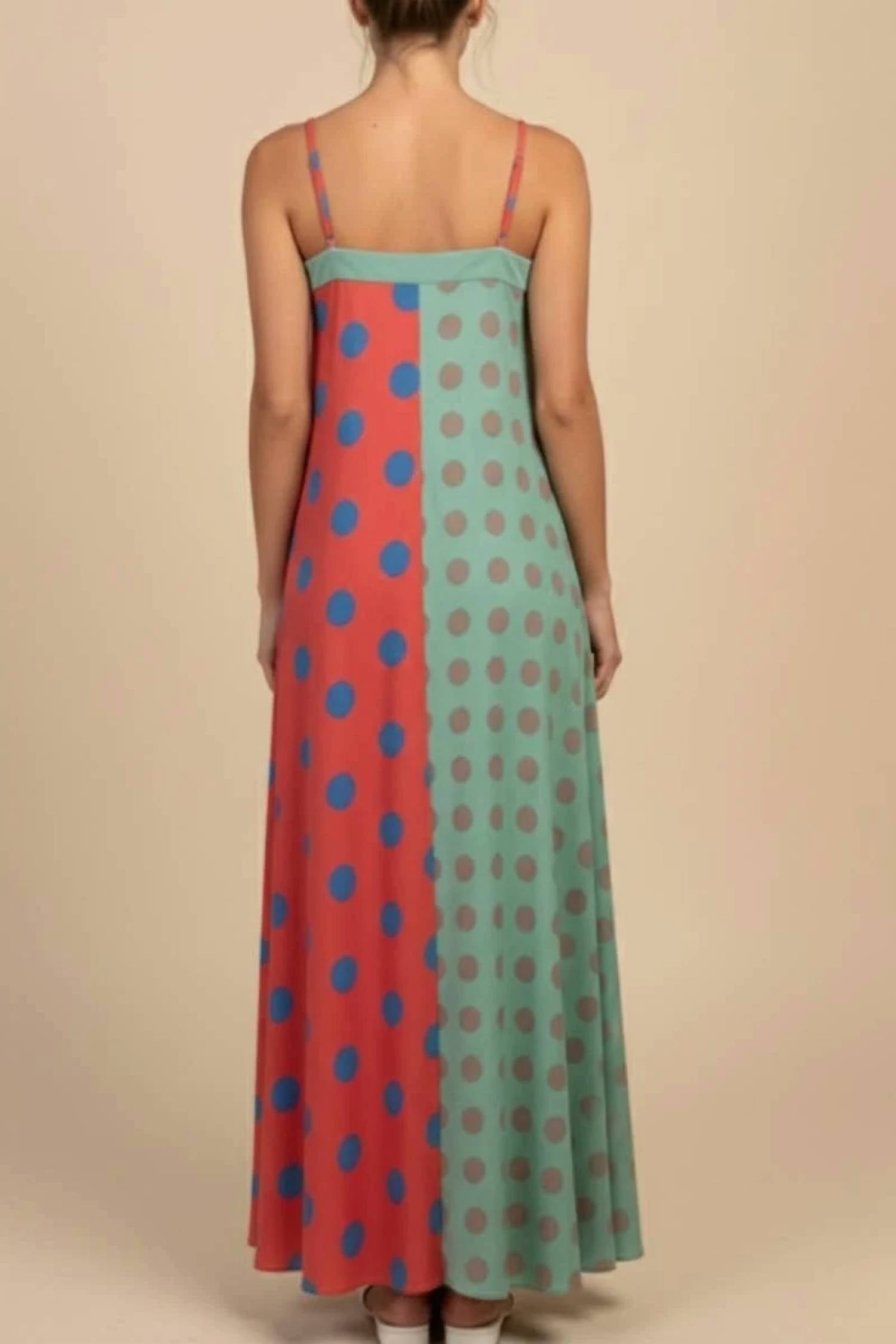 J.Nna - Serafina Polka Dot Chiffon Maxi Dress