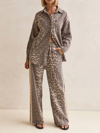 Rosa Clothing Effortless And Chic Stripe Bar Long Pants in leopard - women's pants - view 5