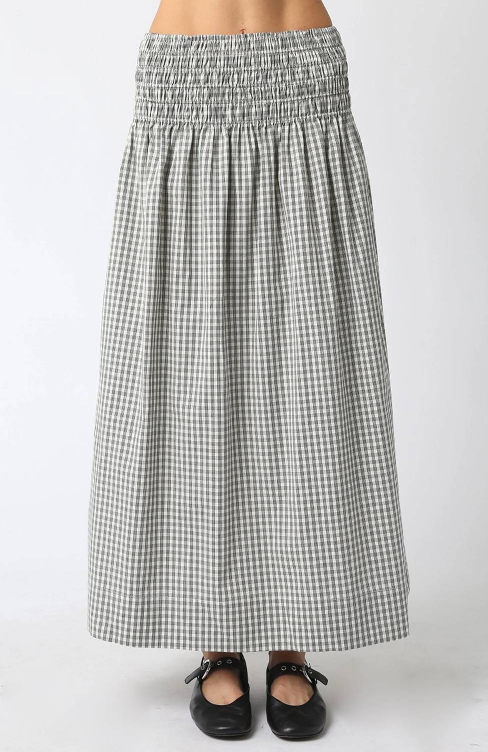 Olivaceous - Jesse Smocked Midi Skirt