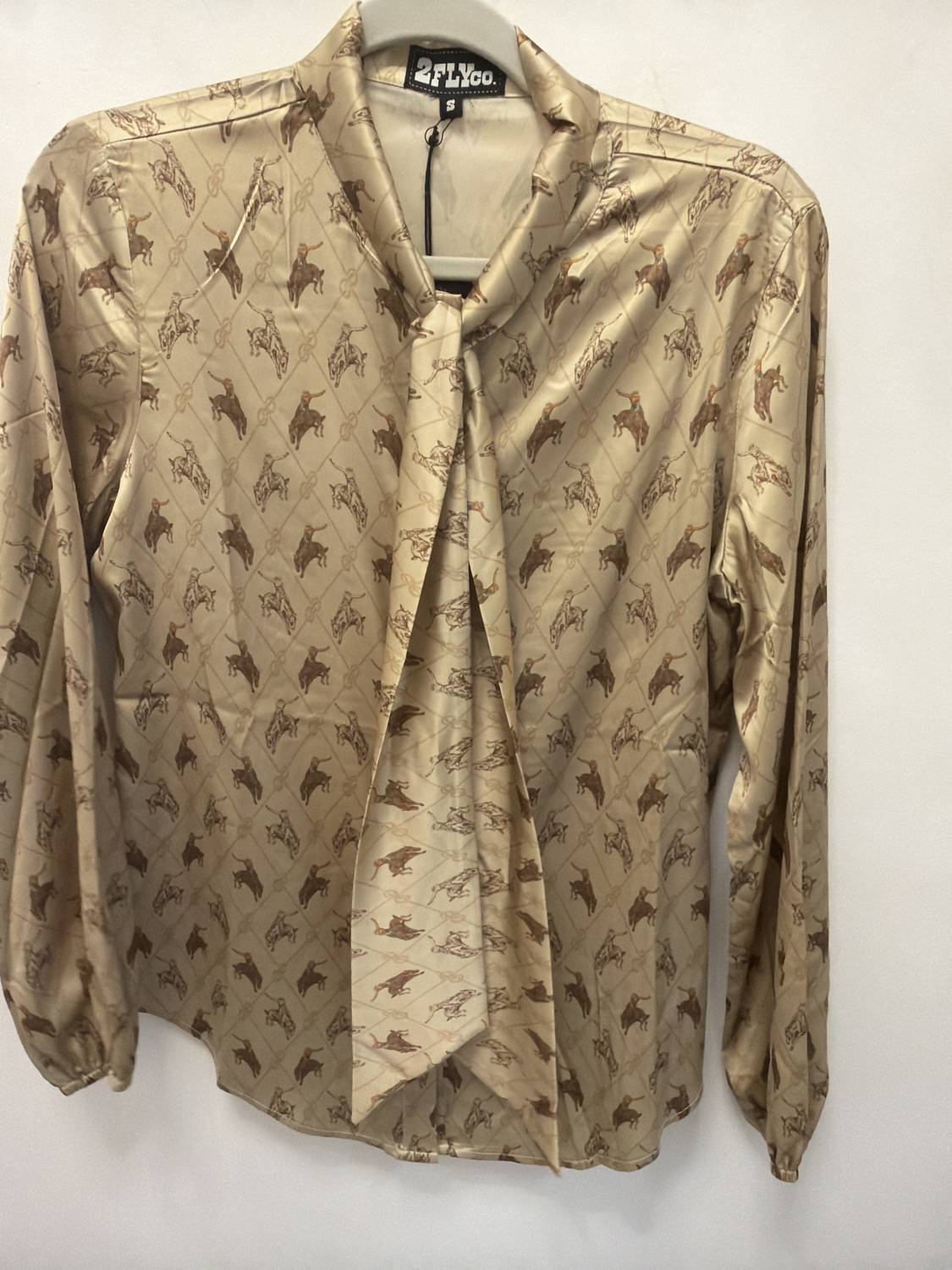 2FlyCo Brimstone Tie Front Blouse in tan brown - women's blouse - view 4