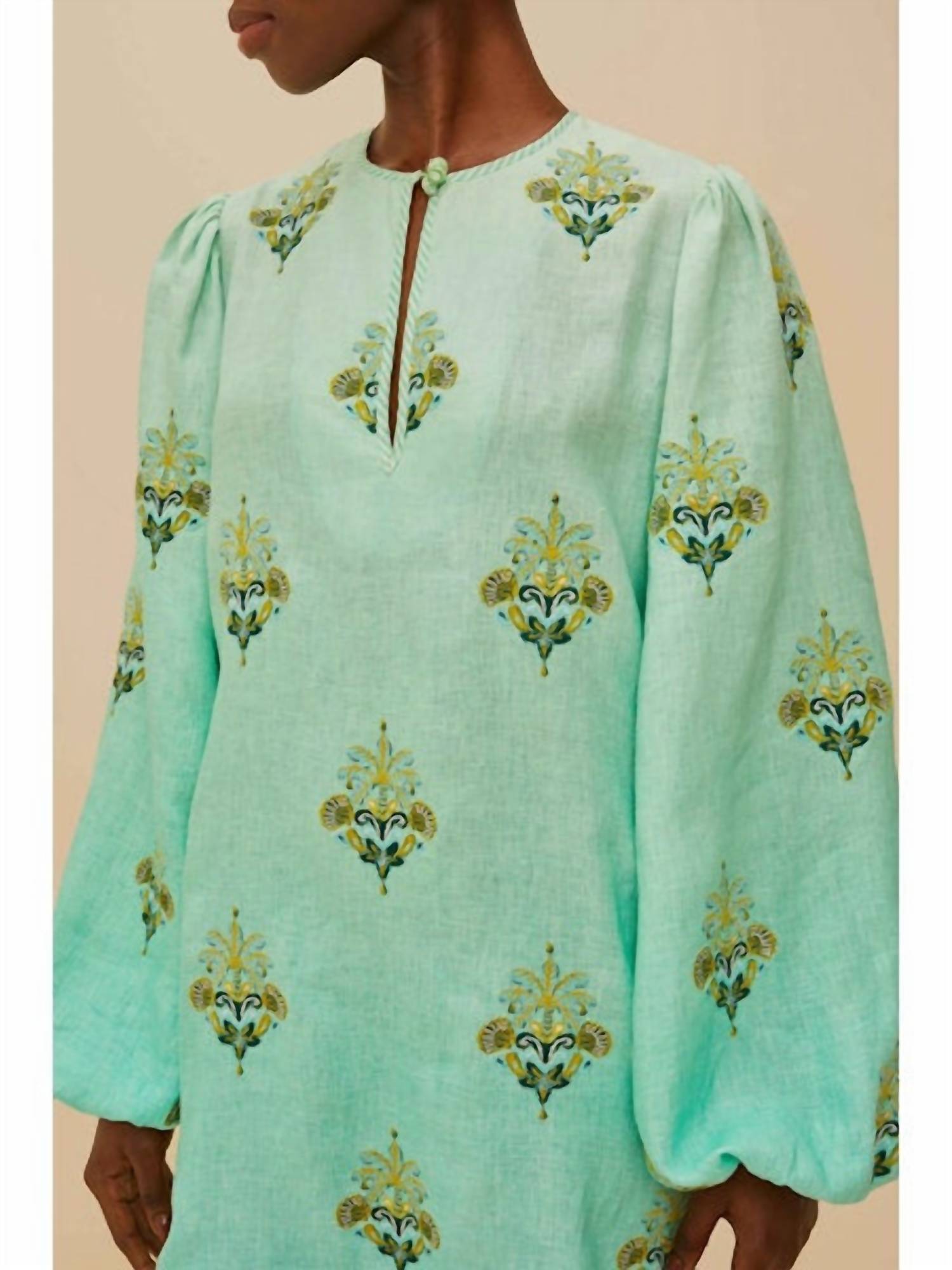 Farm Rio - Palm Tree Tapestry Embroidery Tunic Dress
