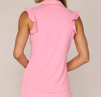 G Lifestyle - Sleeveless Ruffle Top With Gold Buttons