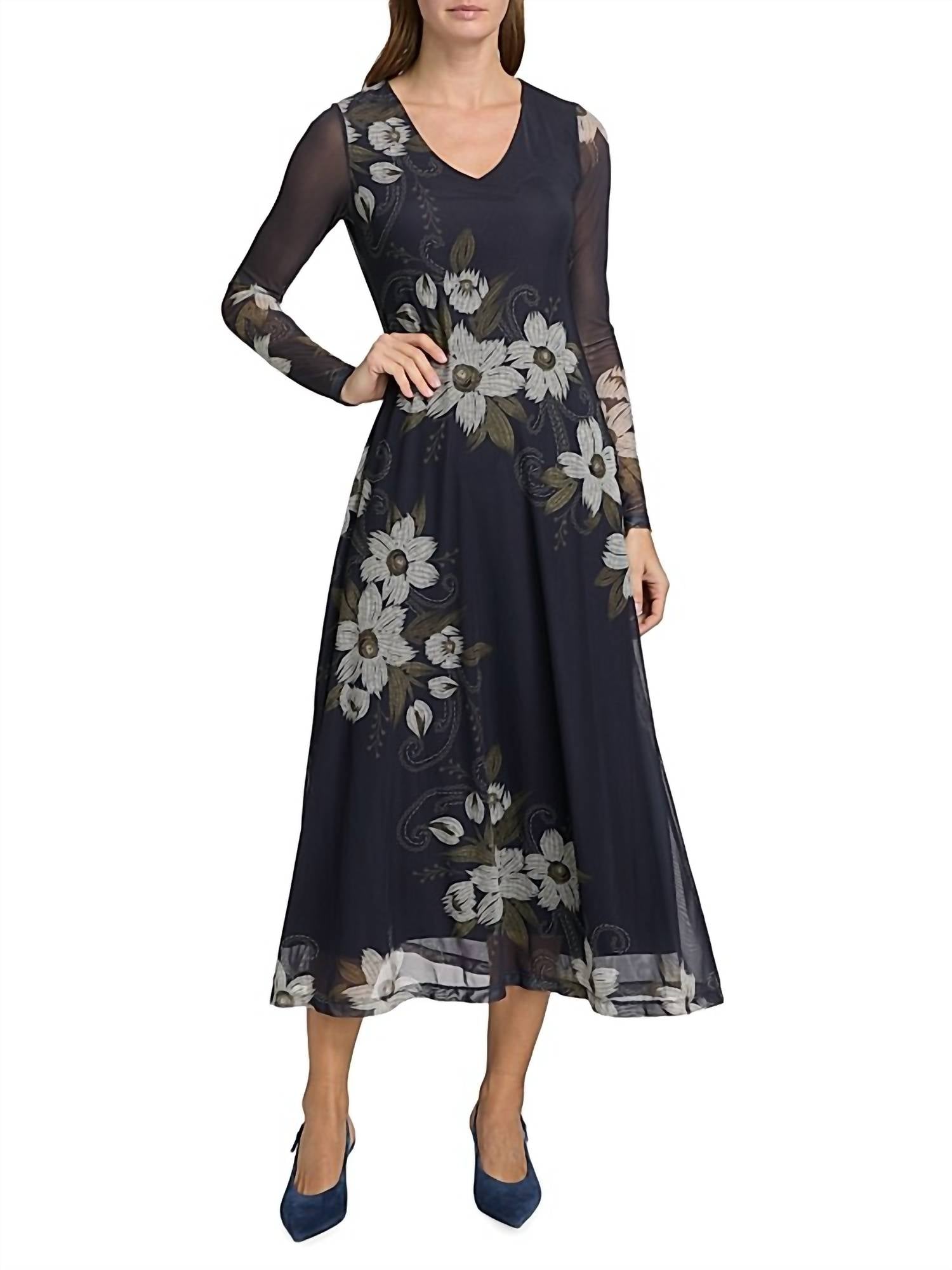 Johnny Was - Women's Long Sleeve Mesh Dress