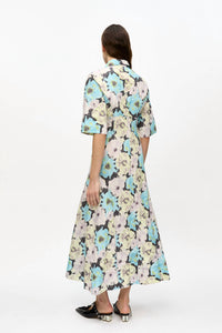 Ganni - Printed Cotton Long Shirt Dress