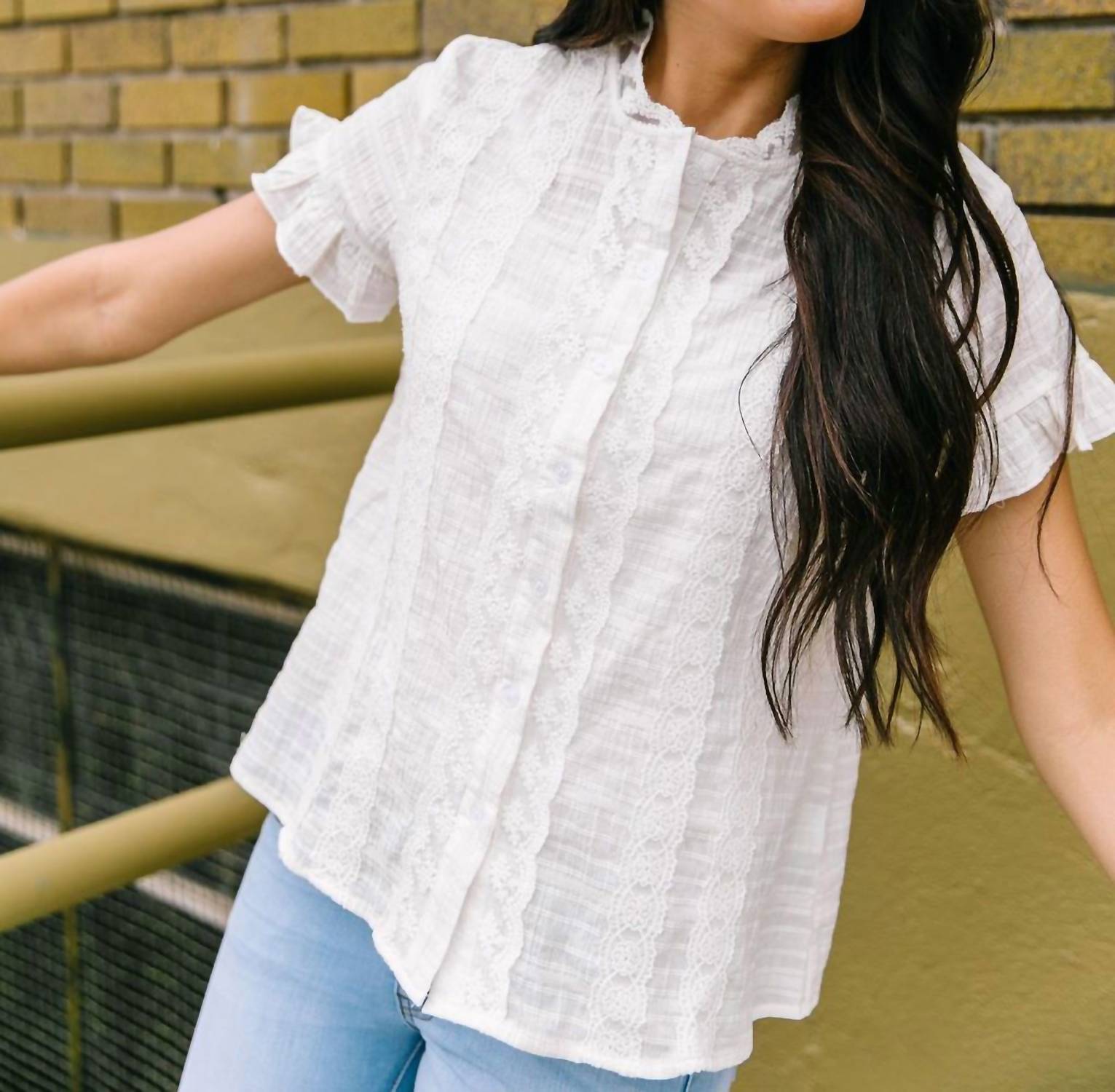 Sybil Lace Button-Down Blouse