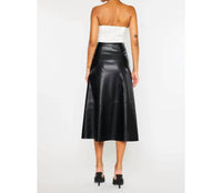 Kancan - High Rise Leather Midi Skirt