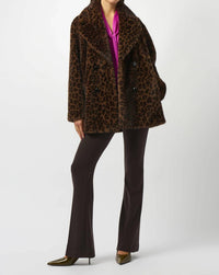 Joseph Ribkoff - Faux Fur Leopard Print Double-breasted Coat