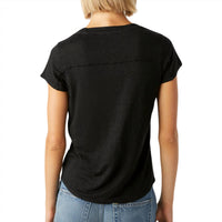 AMO Women's Sweetness V Neck Top in black - women's t-shirt - detail view