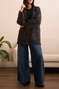 TRIBAL Oversized Sweater Cardigan in heather black - women's cardigan - view 4