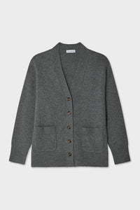 White + Warren Cashmere Luxe Pocket Cardigan in graphite - women's cardigan - view 4