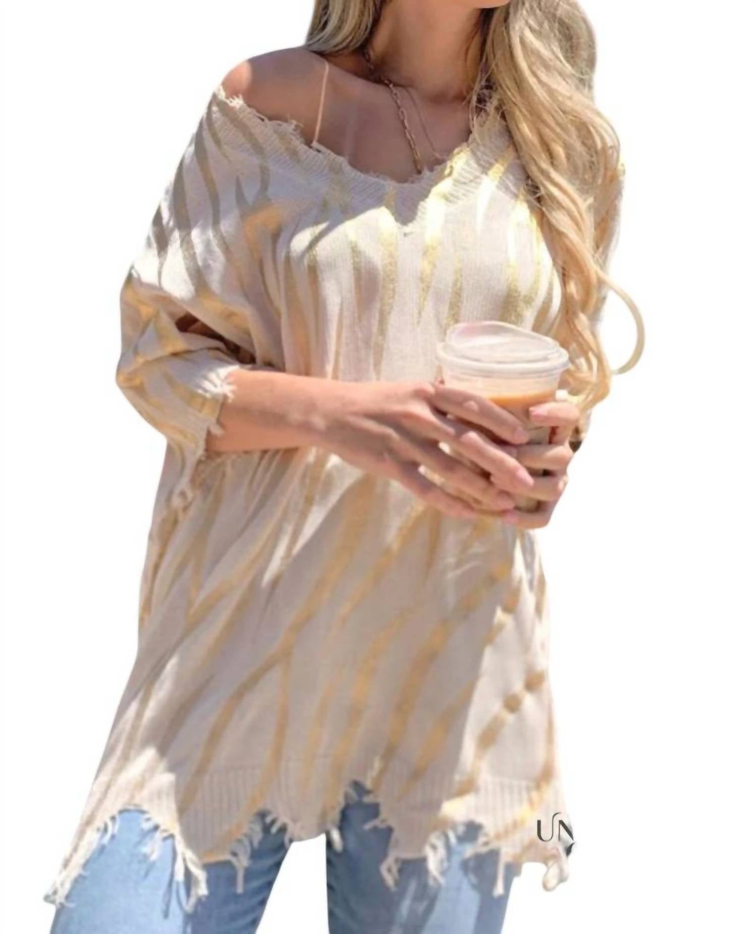 Amoli - Sigrid Printed Distressed Knit Tunic