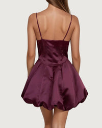 TCEC ALICE BALLOON HEM DRESS in purple - women's dress - detail view