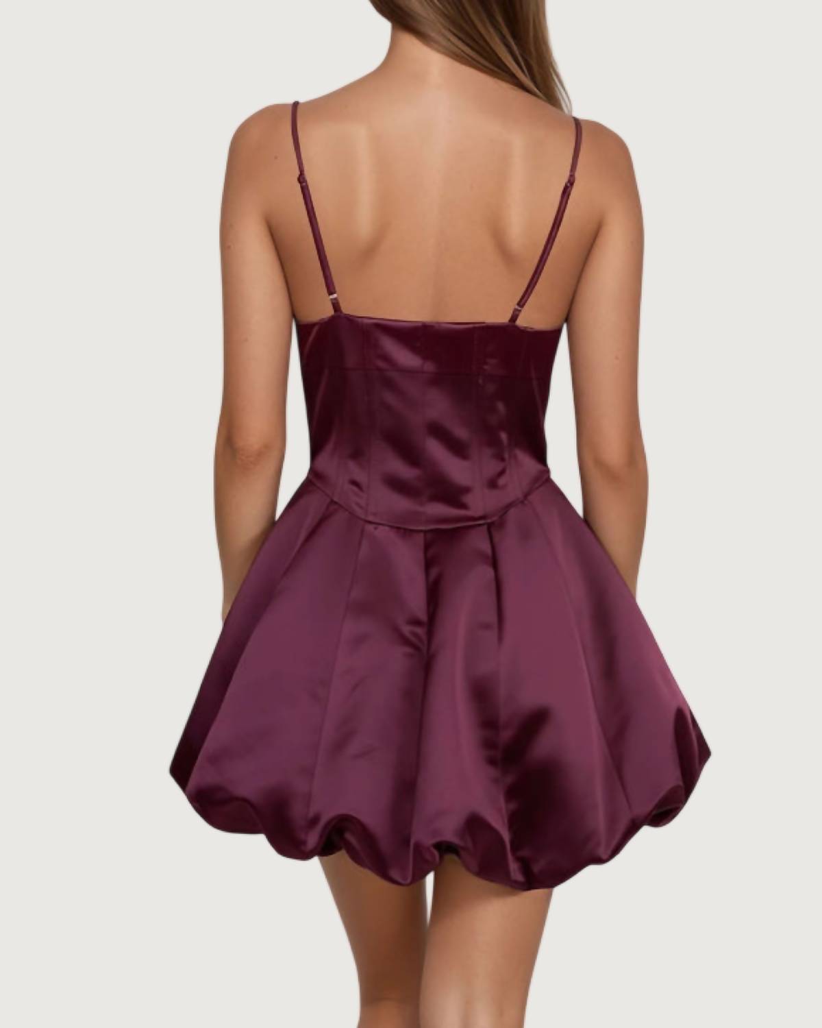 TCEC ALICE BALLOON HEM DRESS in purple - women's dress - detail view