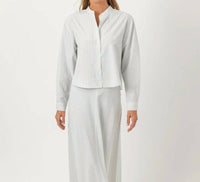 sundays Sadie Long Sleeve Shirt in silver top stitch - women's long sleeve top - alternate view