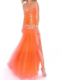 Precious Formals - Strapless Sweetheart Drop Waist Ballgown