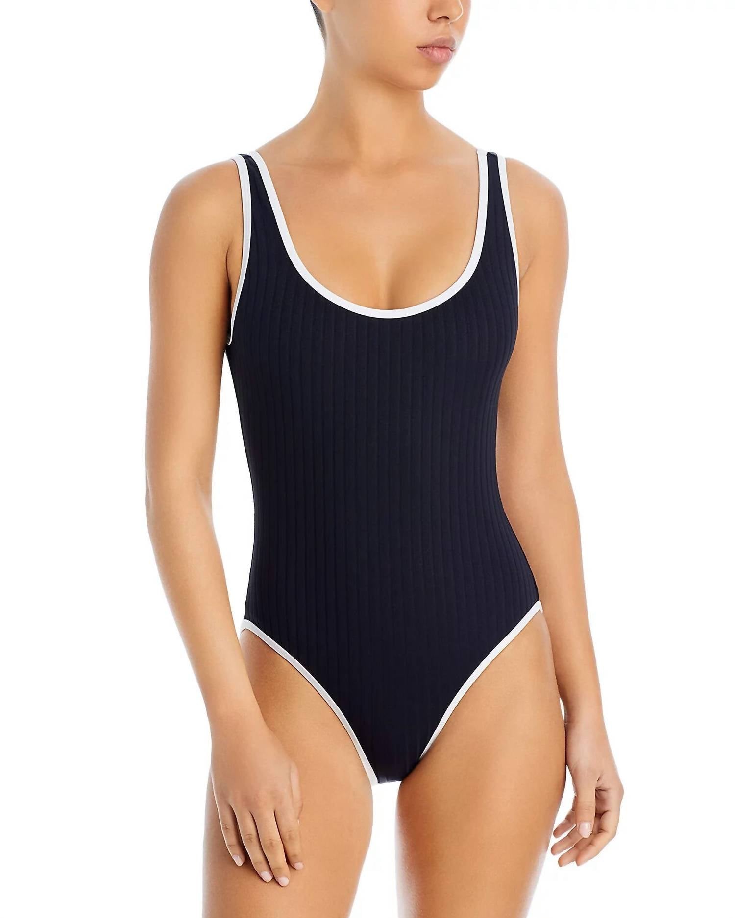 SOLID & STRIPED Luela One Piece in black and white - women's swimwear