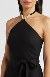 Eliza J Beaded-strap Contrast Dress in black - women's dress - view 4