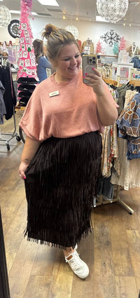 Origami - Tiered Fringe Tassel Midi Skirt