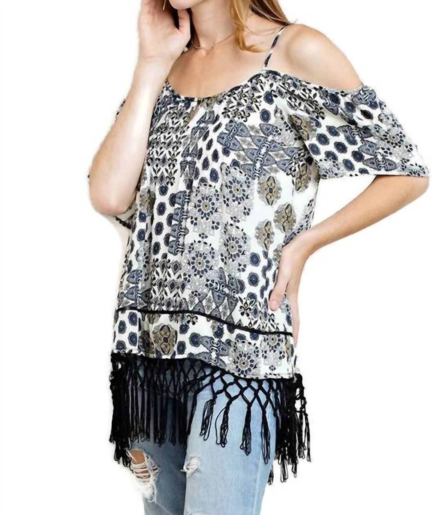 Kori - Off The Shoulder Fringe Top
