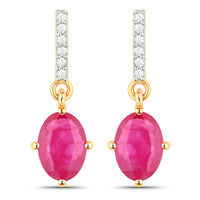 Diana M Jewels Women's Oval Natural Ruby Stud Earrings (1.75 Ct) - Classic in 14k yellow gold - women's jewelry
